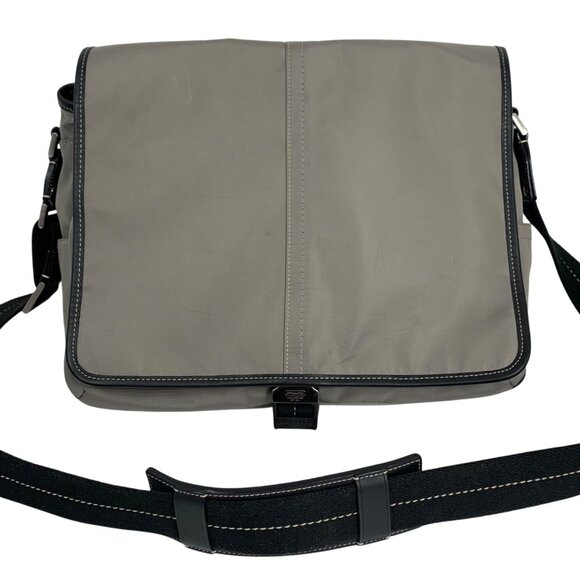 COACH Transatlantic Gray Nylon Laptop Messenger Bag Crossbody F70443 - Picture 1 of 15